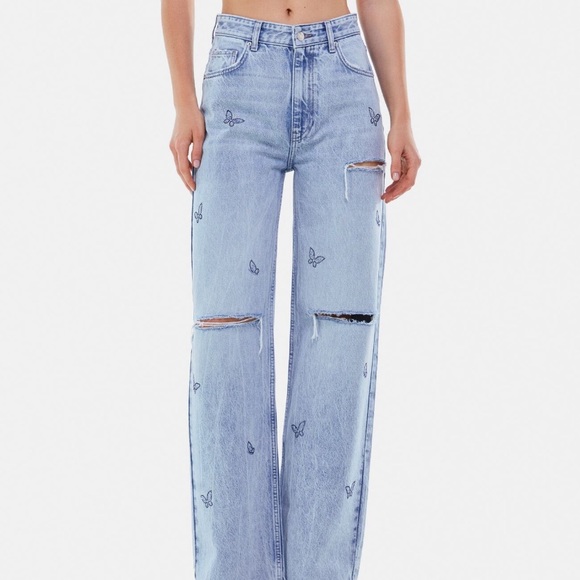 Jeans Straight Fit Jeans With Rhinestone Butterflies Poshmark